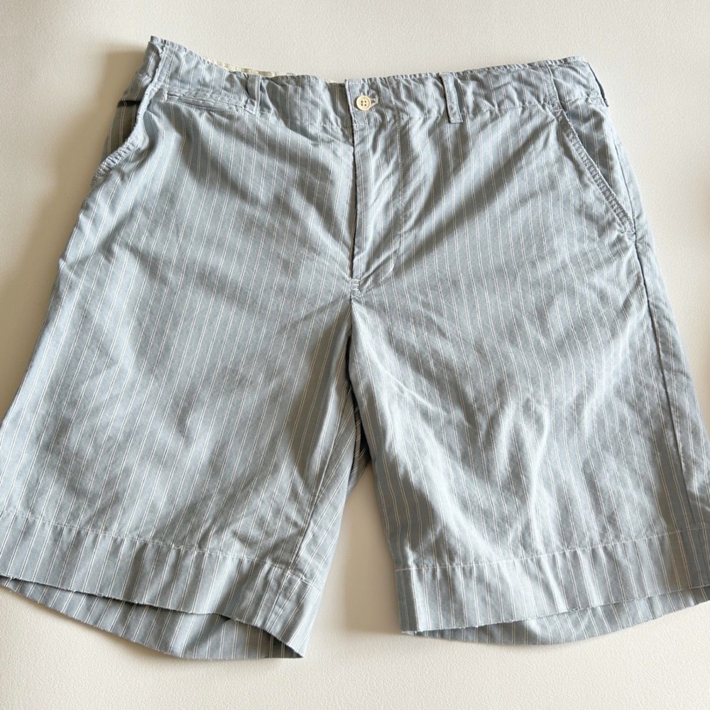 Polo Ralph Lauren Mens Shorts 35 Blue White Pinstripe Cotton Preppy Coastal